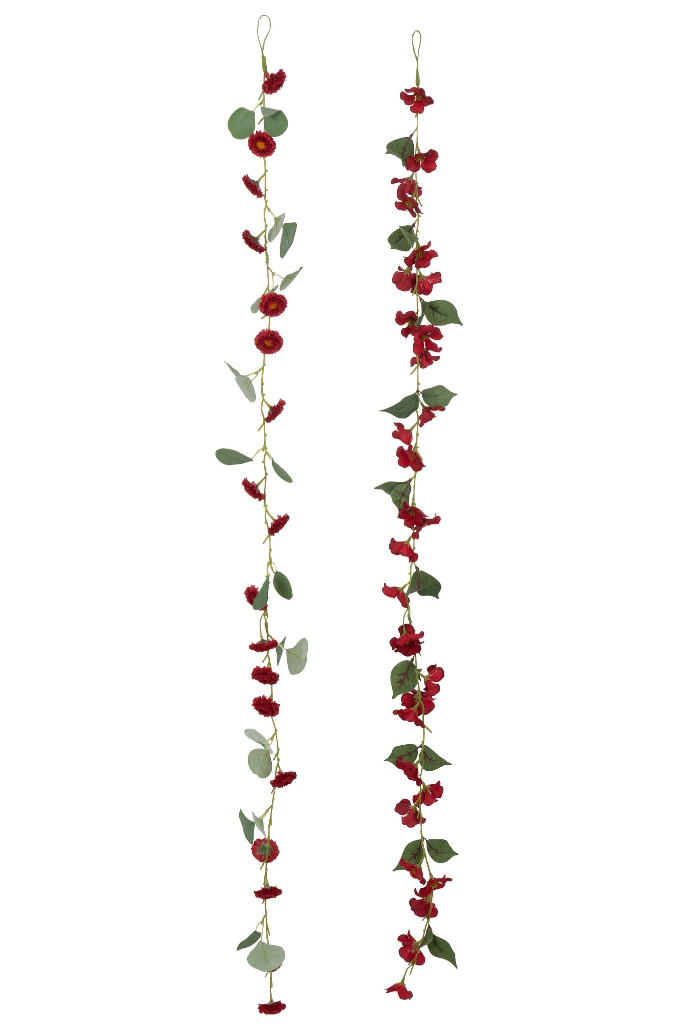 J-Line Slinger Bloemen + Blaadjes - kunststof - rood/groen - 2 stuks