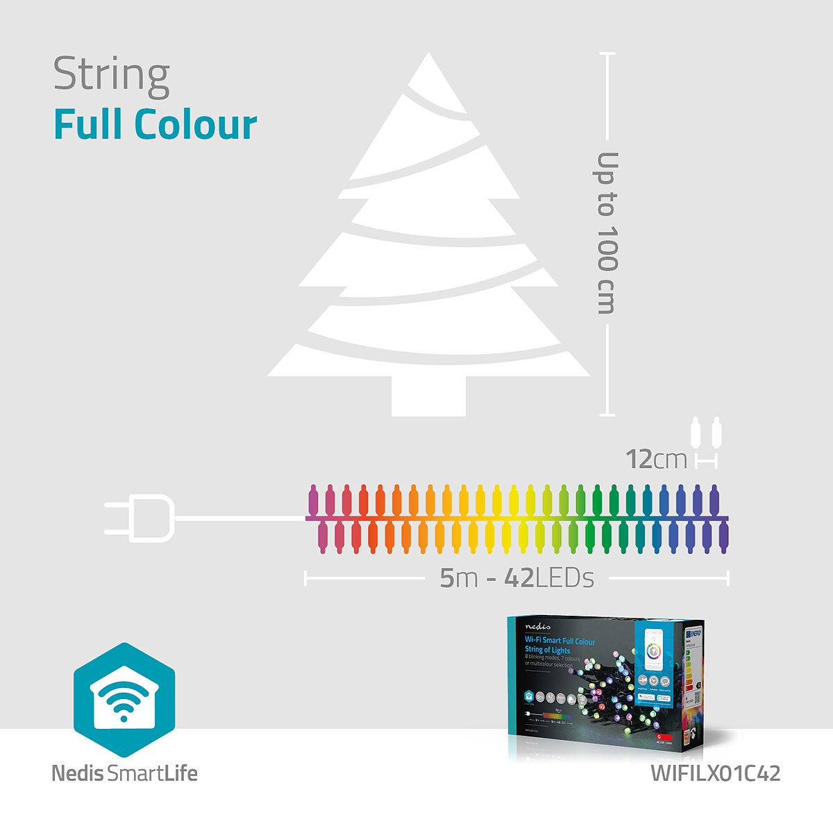 Nedis SmartLife Decoratieve LED | Wi-Fi | RGB | 42 LED's | 5.00 m | Android / IOS