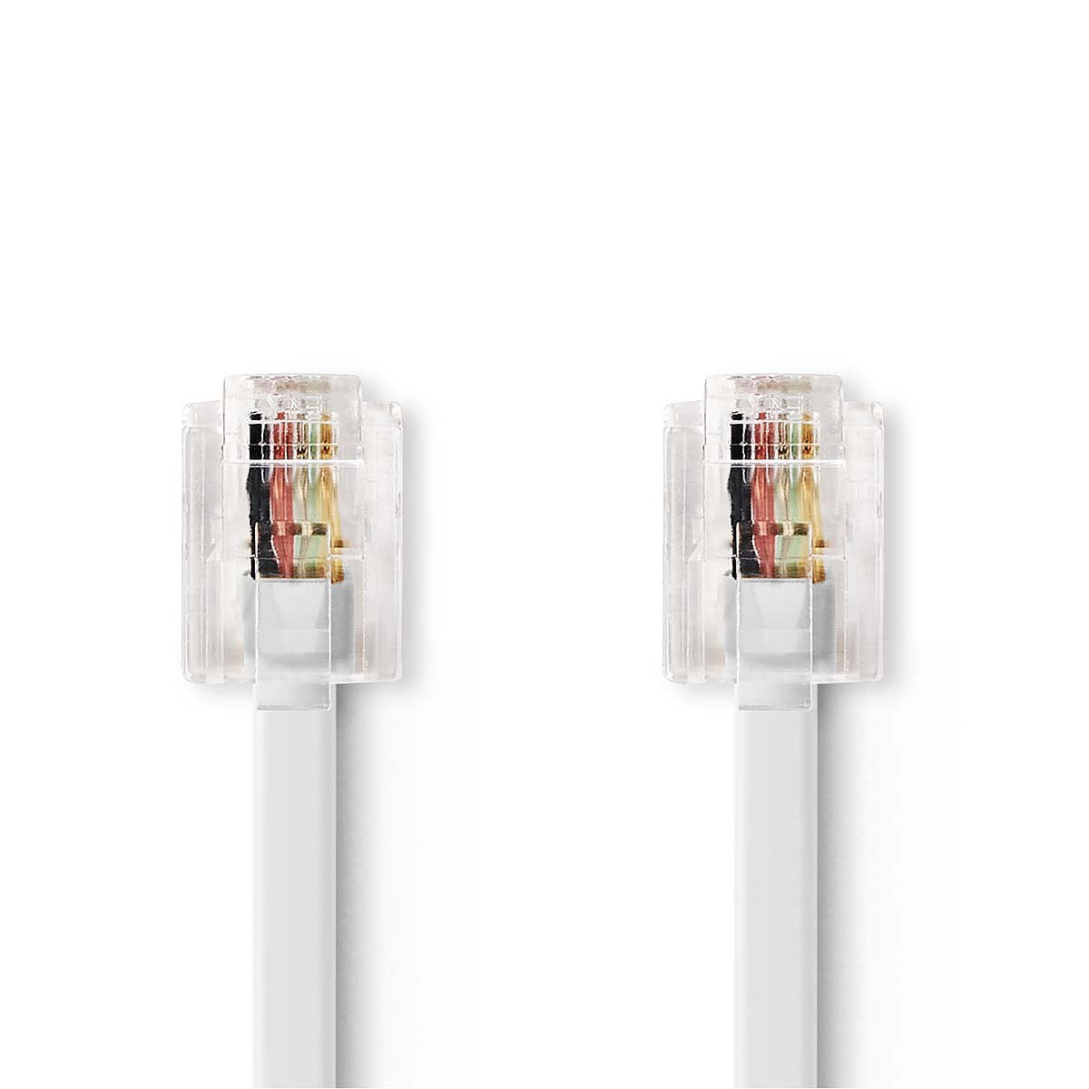 Telecomkabel | RJ11 Male | RJ11 Male | 10.0 m | Kabel design: Plat | Connectorplating: Goud Verguld