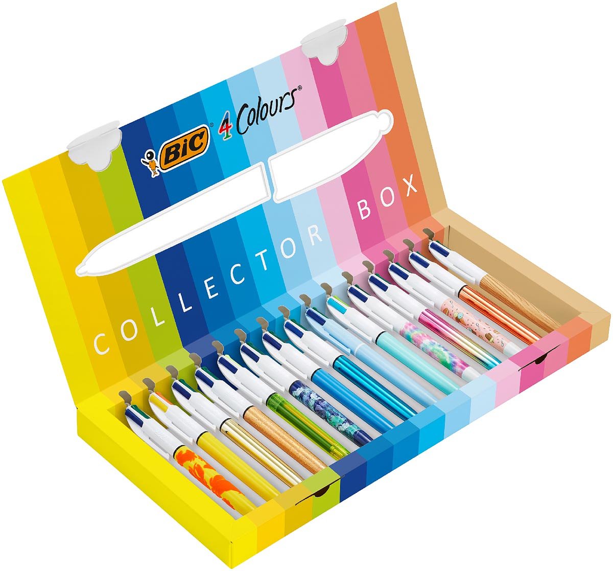 Bic Colours Collector Box 4-kleurenbalpen, medium, klassieke, pastel en fasion inktkleuren, doos van