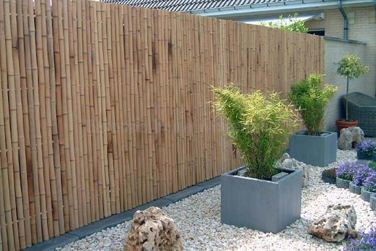 Bamboe tuinscherm op rol, afm. 180 x 180 cm, blank