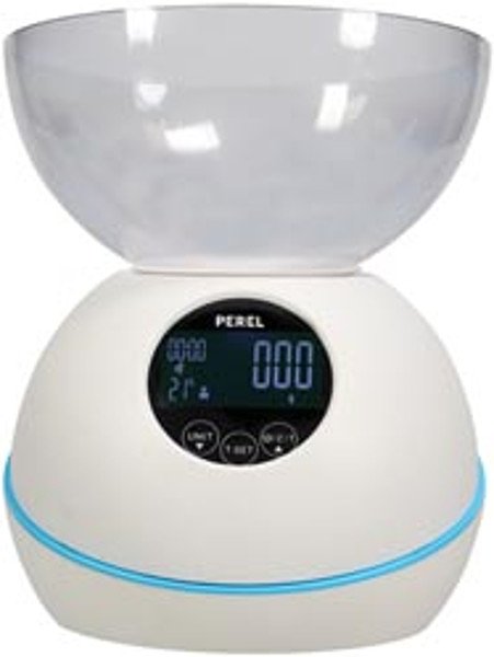 Digitale keukenweegschaal 5 kg / 1 g Perel met temperatuur / klok / alarm / timer