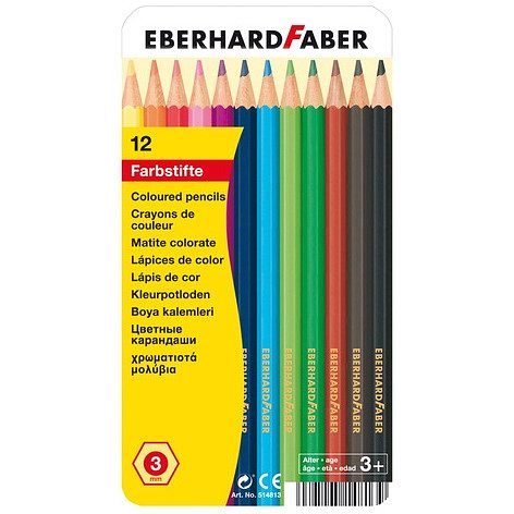 12 Kleurpotloden Eberhard Faber in bliketui