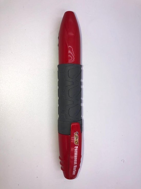 BIC permanent marker grip rood
