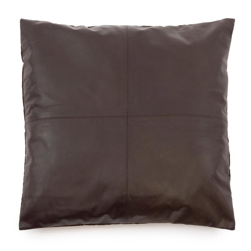 Het Four Panel Leather Kussen - Chocolade - 60x60