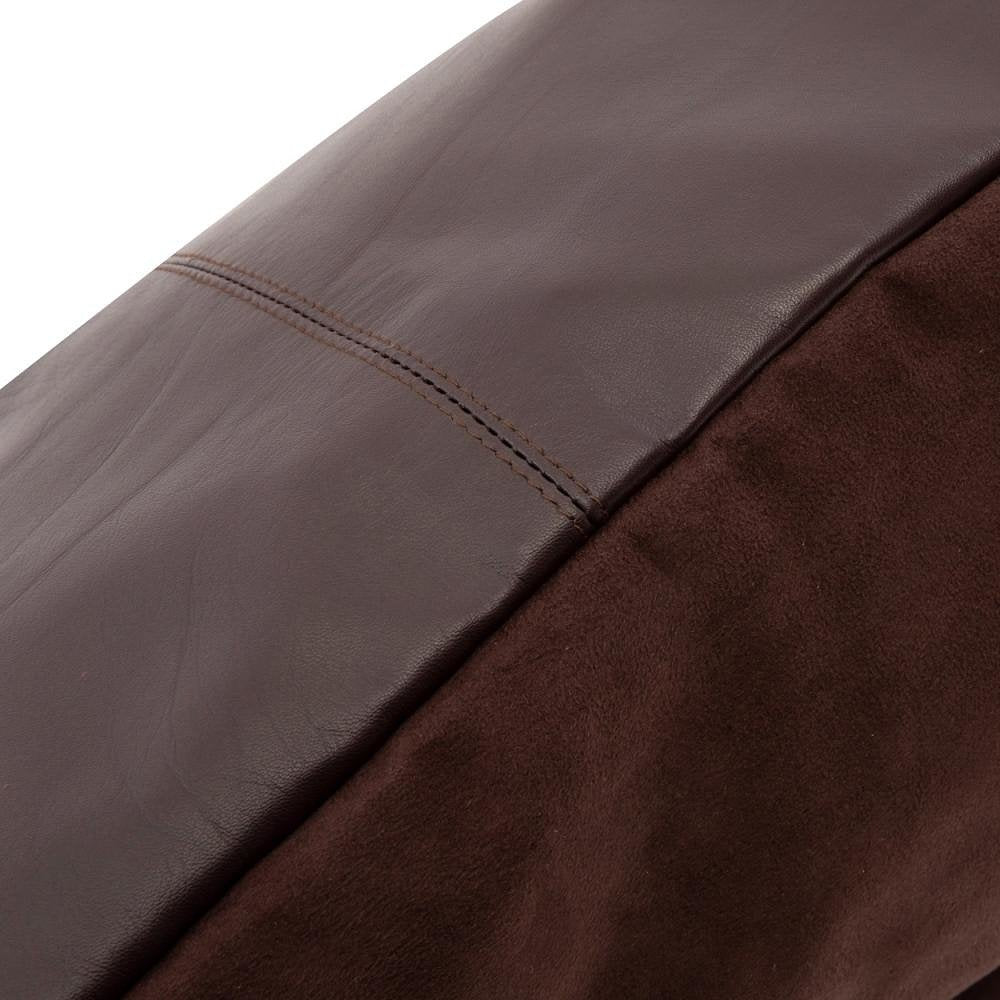 Het Four Panel Leather Kussen - Chocolade - 60x60