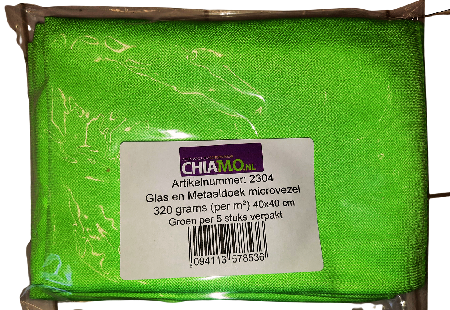 Glas en Metaaldoek microvezel 5 stuks 320 grams groen 40x40 cm