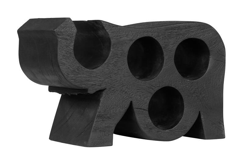 MUST Living Wine rack Elephant,26x40x17 cm, suar wood, black with natural cracks