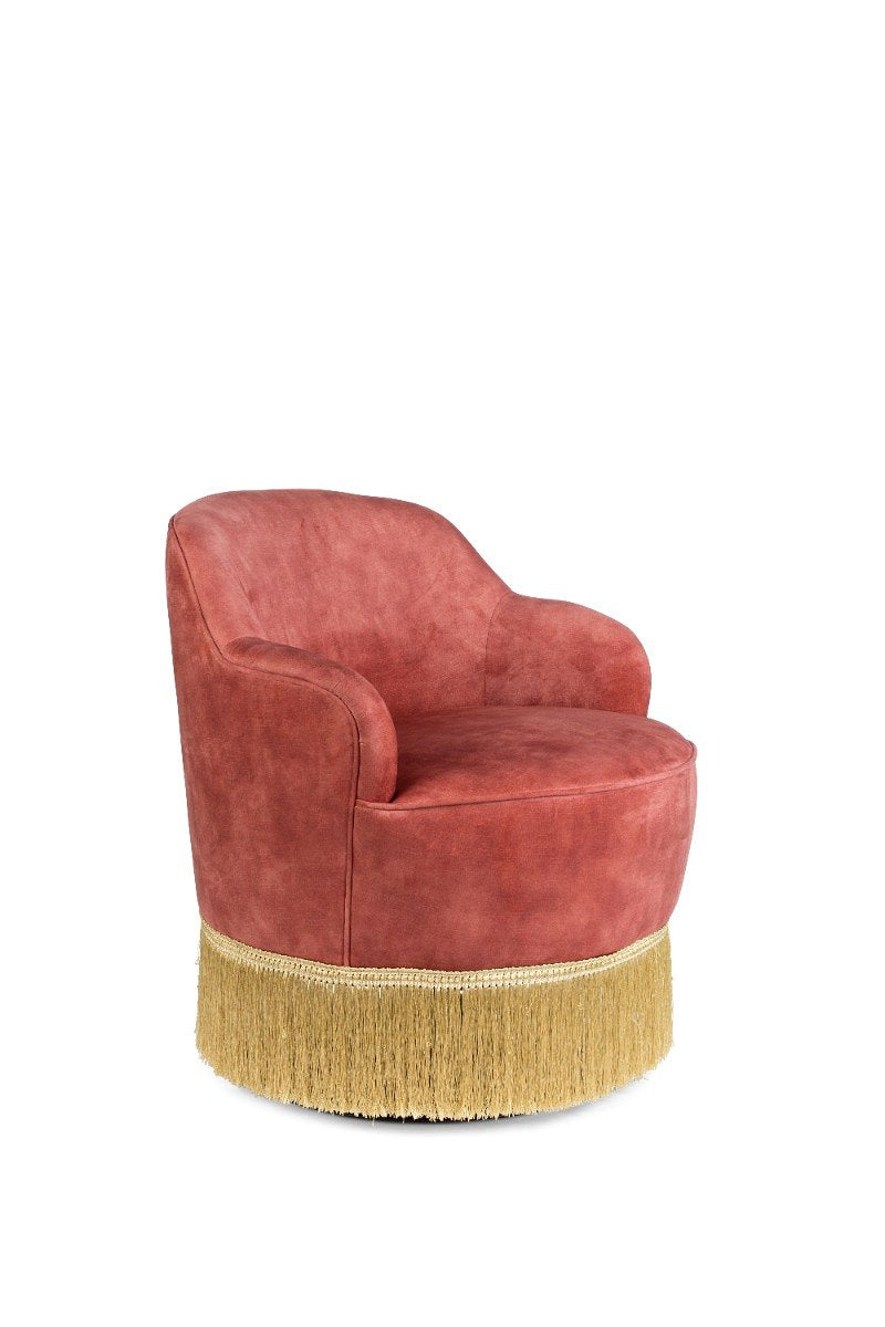 BOLD MONKEY Fringe Me Up Lounge Chair Old Pink