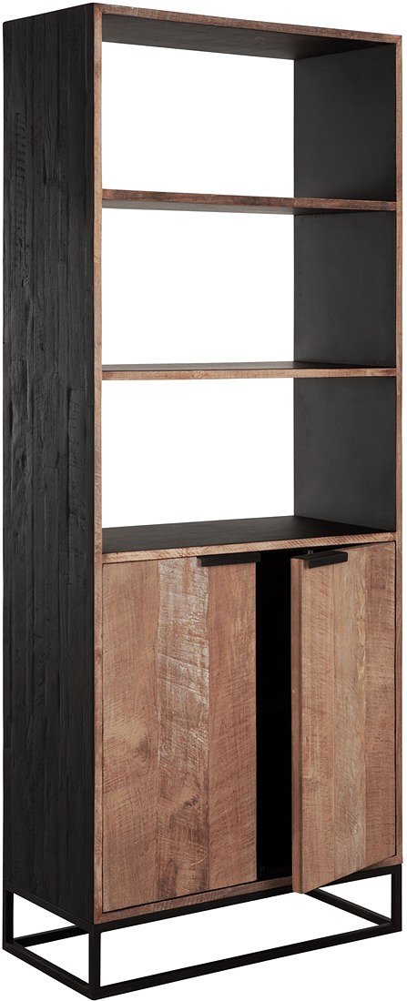 DTP Home Bookcase Cosmo, 2 doors, 3 open racks,200x80x40 cm, recycled teakwood