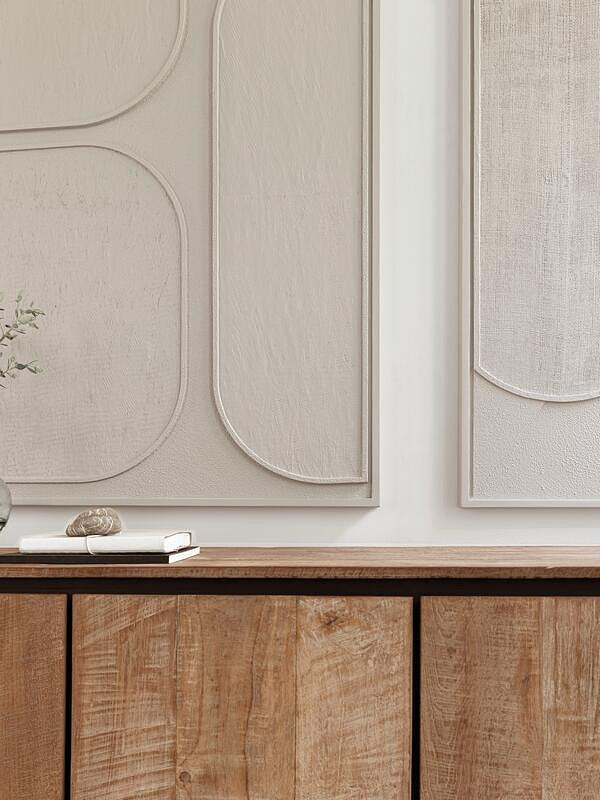 MUST Living Wall Panel Lorcan Cream large,127x102x4 cm, cream wooden bark
