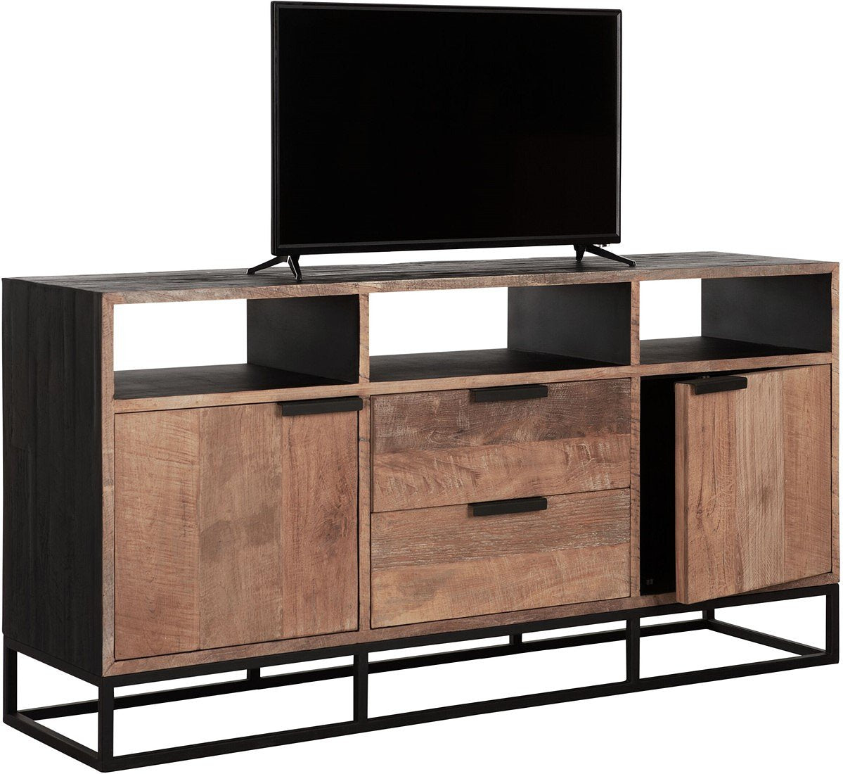 DTP Home TV stand Cosmo No.3 high ,2 doors, 2 drawers, 3 open racks,75x150x40 cm, recycled teakwood