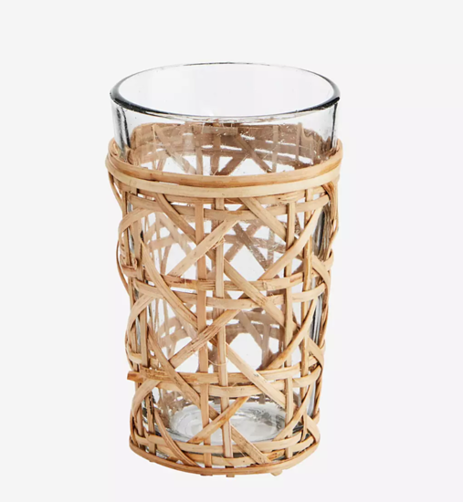Madam Stoltz Drinking Glass XS w/bamboo cane - Set van 5