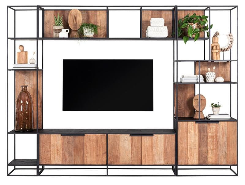 DTP Home TV wall element dresser Cosmo, 4 doors,56x180x40 cm, recycled teakwood