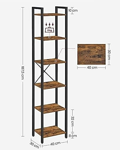 Industriële boekenkast - bruin - 187 cm