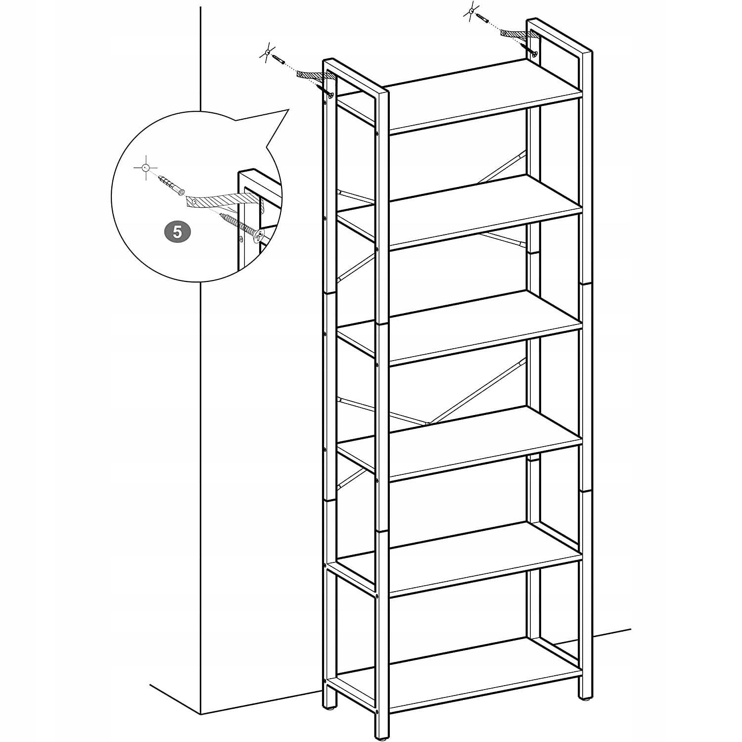 Industriële boekenkast - 186 cm - bruin