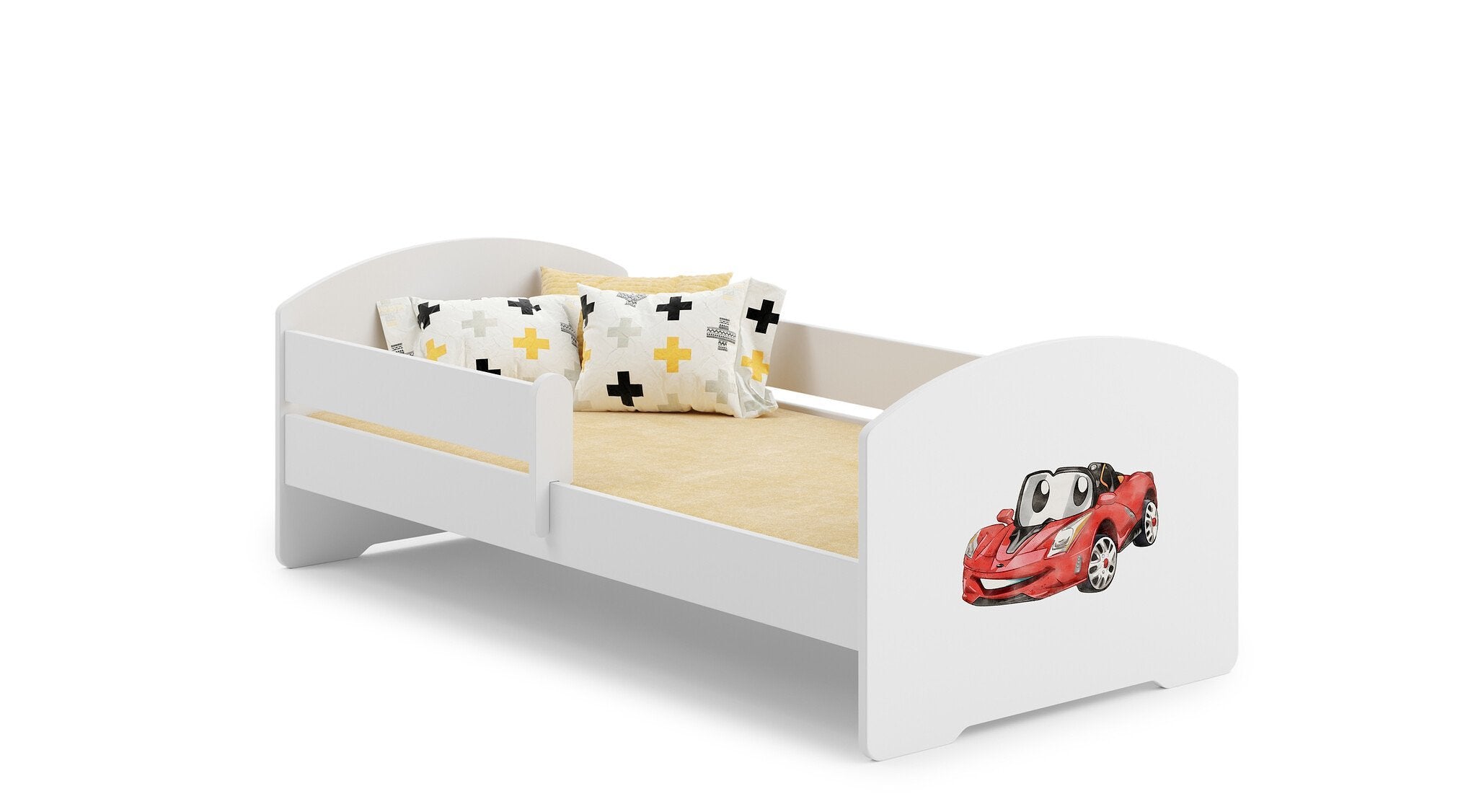 Kinderbed met spijlen - 160x80 - met kindergraphics - inclusief matras en frame