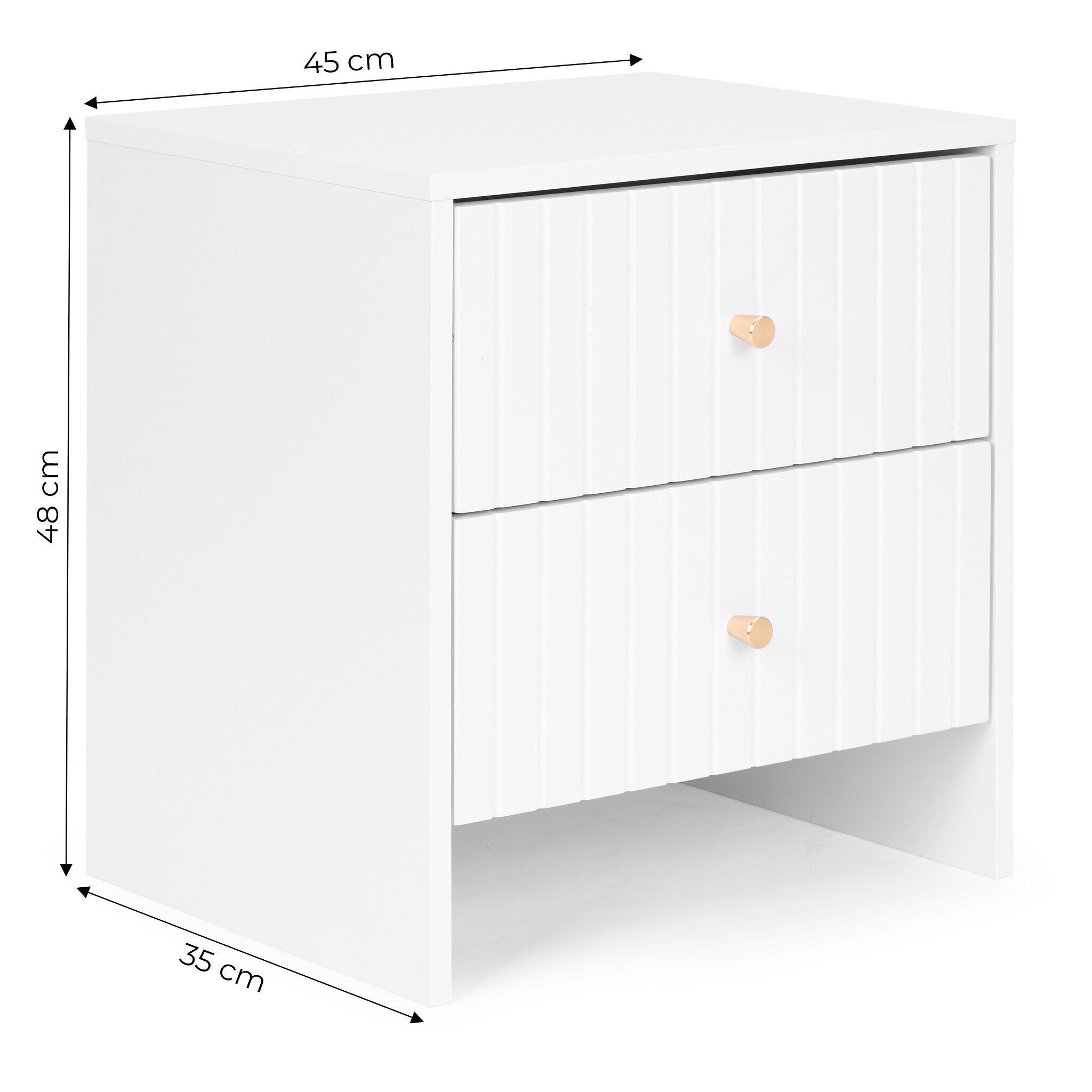 Wit nachtkastje met lades - Modern - 2 - 45 x 48 x 35 cm