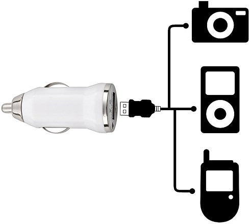 Universele LED USB Mini Autolader / Car Charger Adapter White