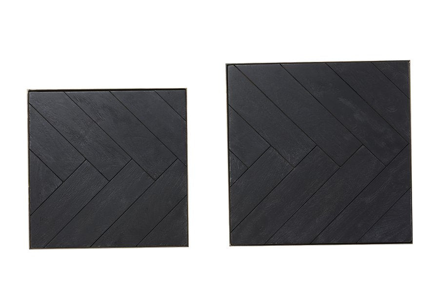 Light&living Zuil S/2 33x33x80+38x38x100 cm CHISA hout zwart-ant brons