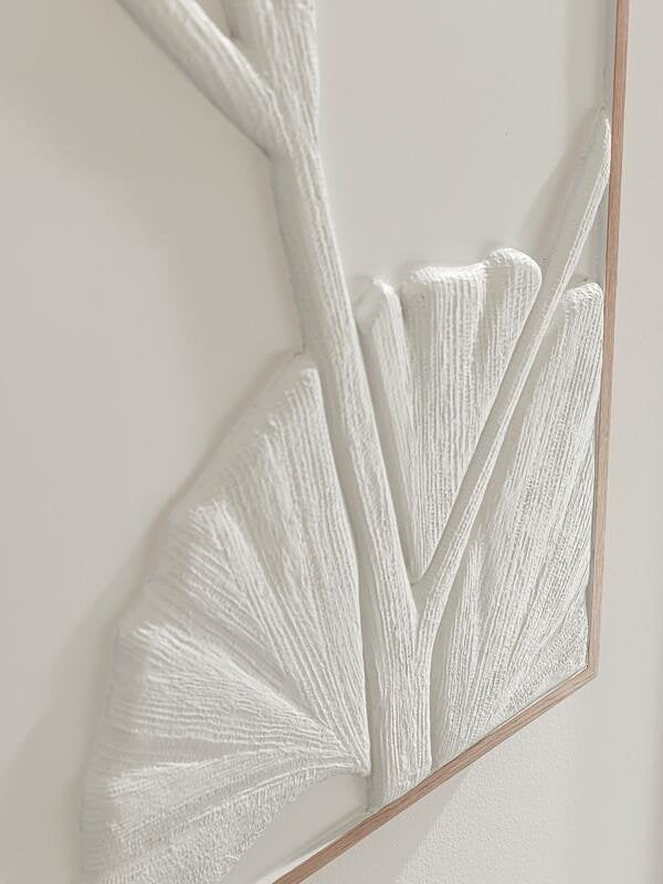 MUST Living Wall Panel Japanese Ginko Leaf,127x102x4 cm, white banana bark
