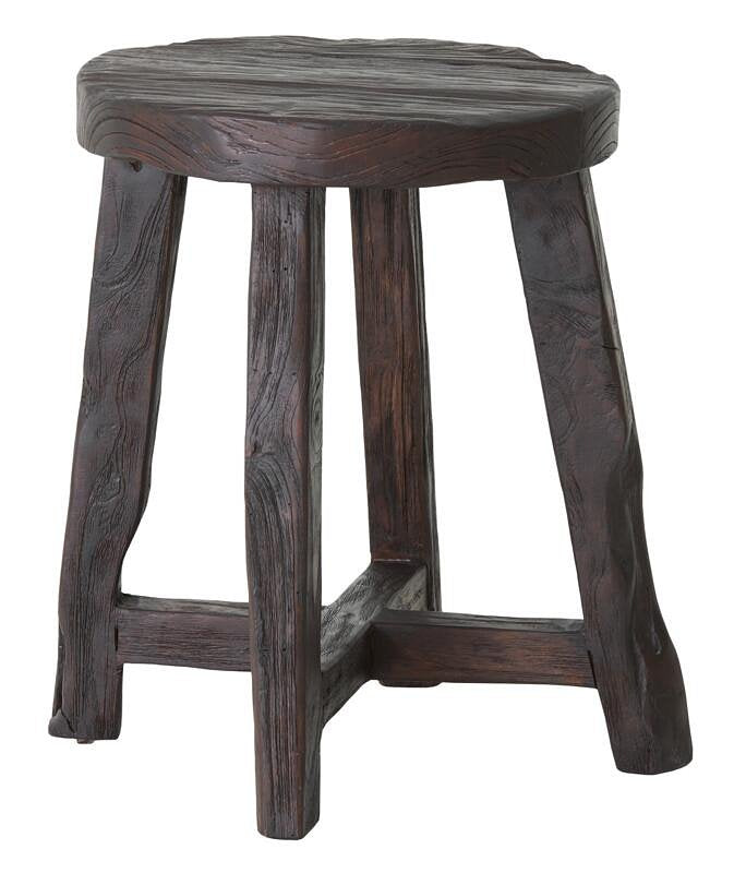 MUST Living Stool Gio Brown,45xØ35 cm, brown recycled teakwood with natural cracks