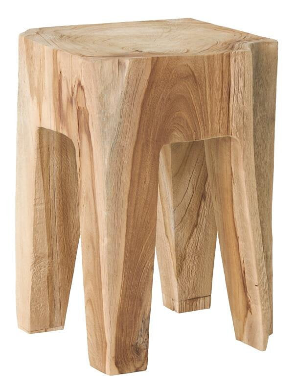 MUST Living Stool Vito Natural,45x30x30 cm, natural recycled teakwood with natural cracks