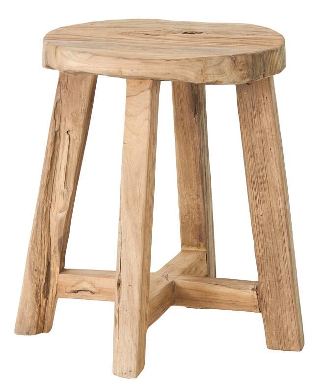 MUST Living Stool Gio Natural,45xØ35 cm, natural recycled teakwood with natural cracks