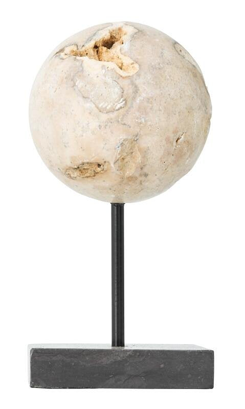 MUST Living Object Ball Cheese Stone,30xØ15 cm, cream marble with black marble stand