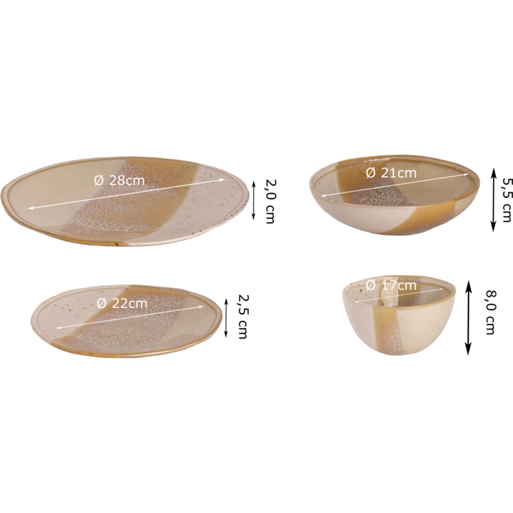 Palmer Serving Set Beach Stoneware 6-Person 24-Piece Beige