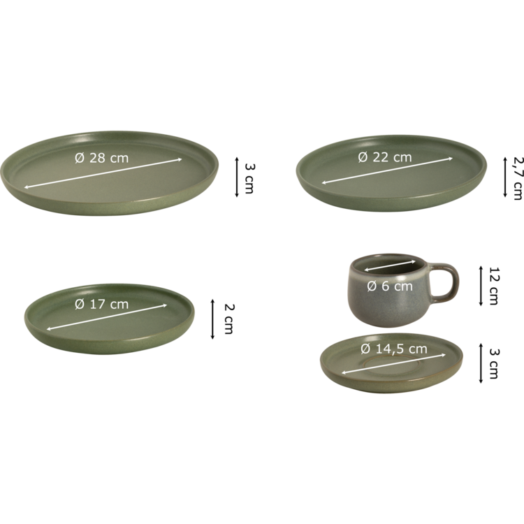 Palmer Dinnerware set Sandy Loam Stoneware 6-person 30-piece Green