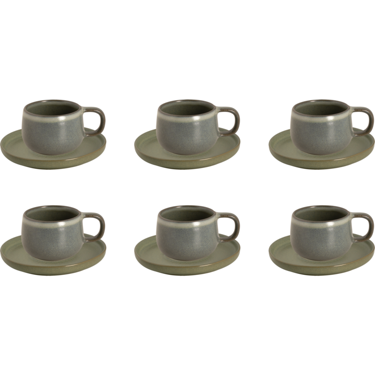 Palmer Cup and saucer Sandy Loam 27.5 cl - 14.5 cm Green 6 piece(s)