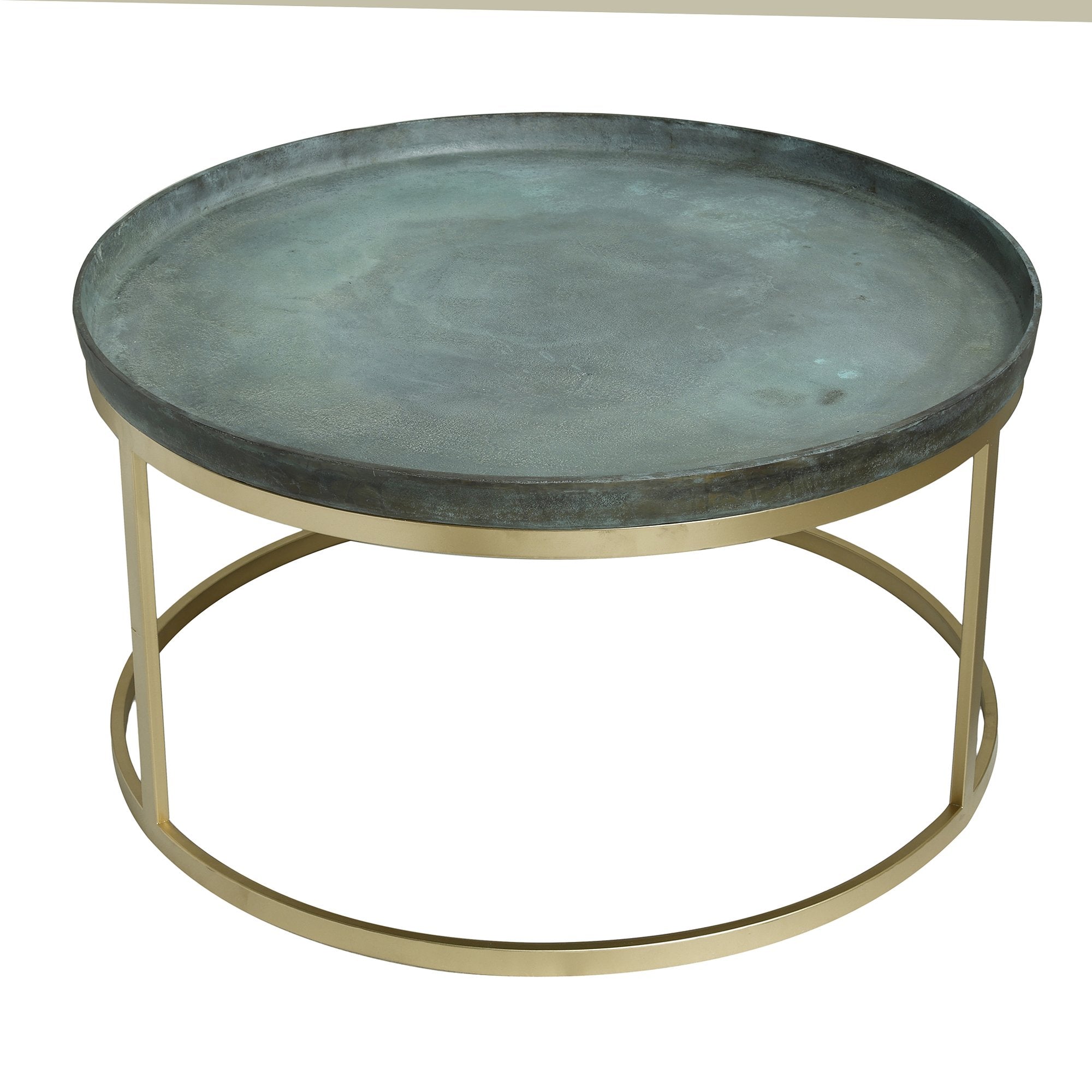 PTMD Fenn Green alu coffee table iron stand round SV3