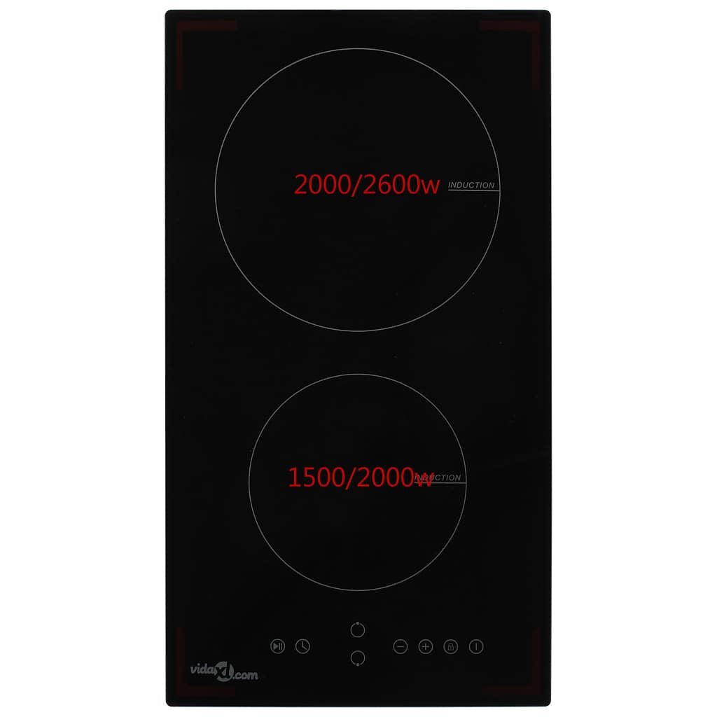 Inductiekookplaat met 2 kookzones aanraakbediening 3500 W glas