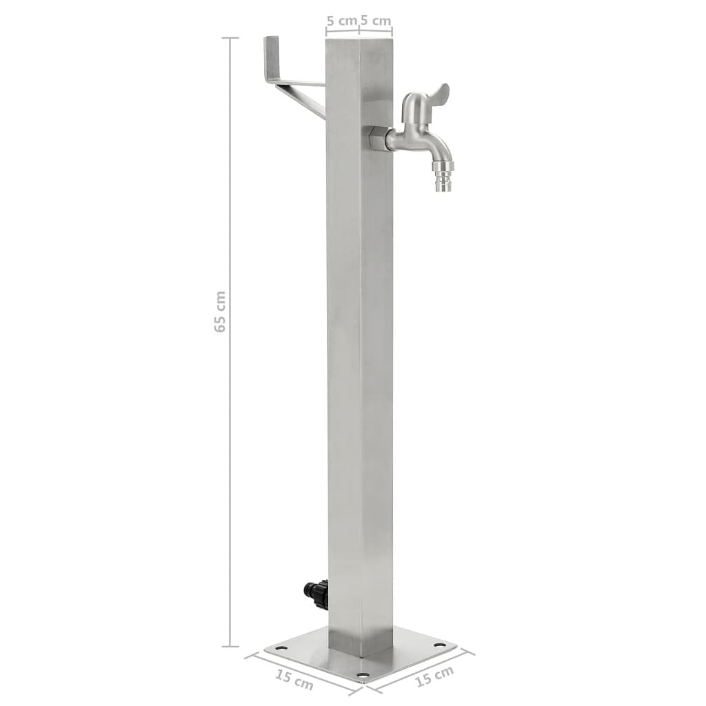 Tuinwaterkolom vierkant 65 cm roestvrij staal