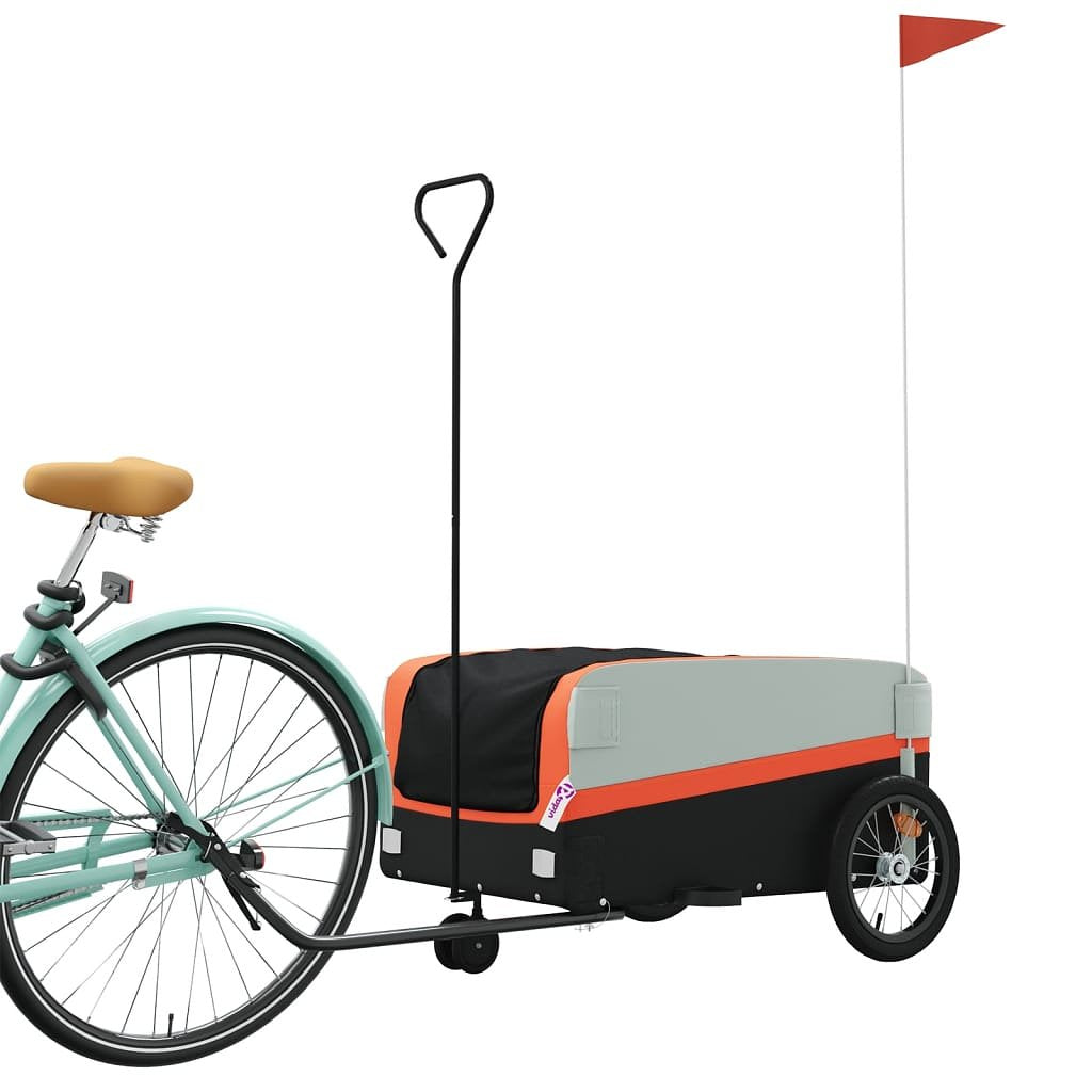 Fietstrailer 45 kg ijzer zwart en oranje