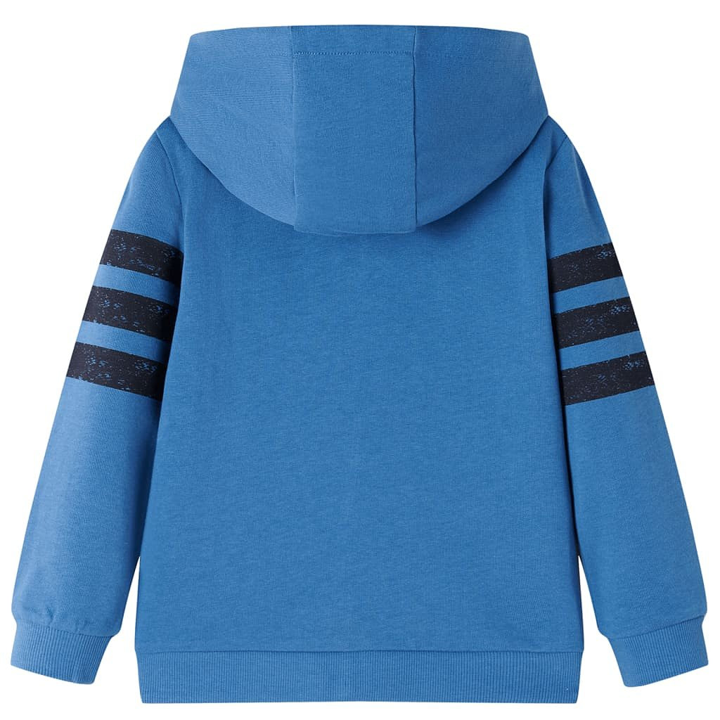 Kindervest met capuchon en rits skateboardprint 92 blauw