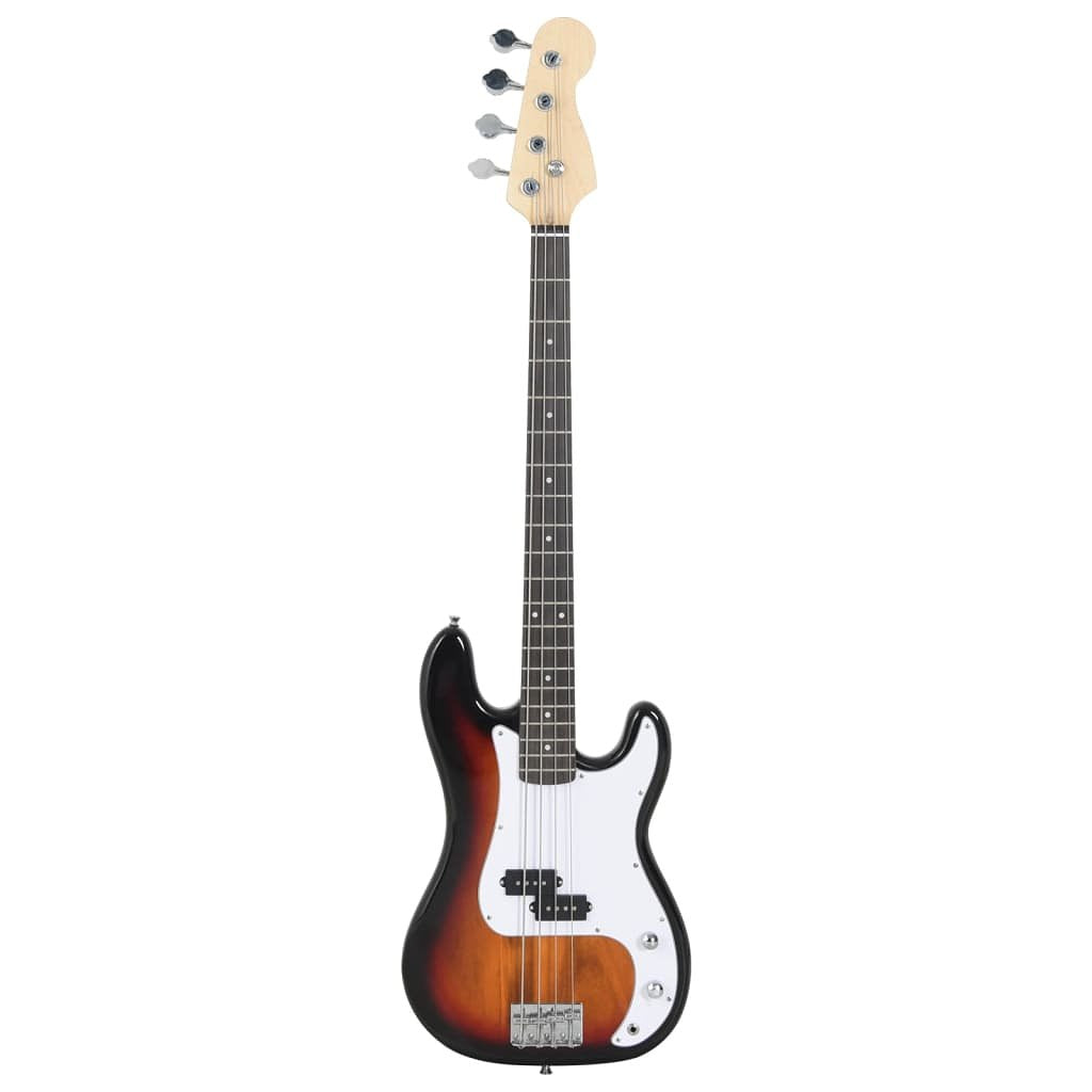 Basgitaar voor beginners elektrisch met tas 4/4 46&#34; bruin wit