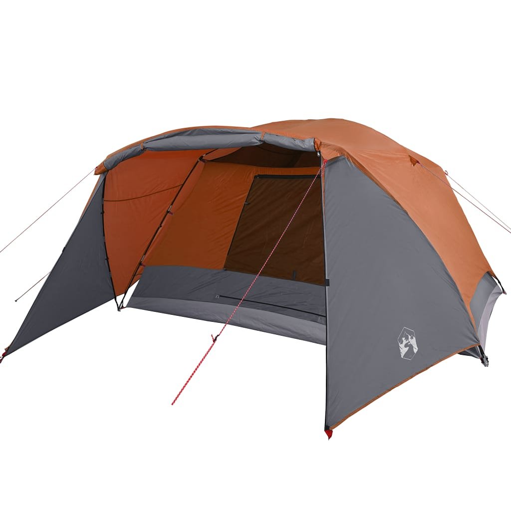 Tent 6-persoons 412x370x190 cm 190T taft grijs en oranje