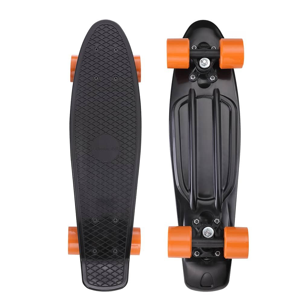 Skateboard Retro 57 cm Zwart-Oranje