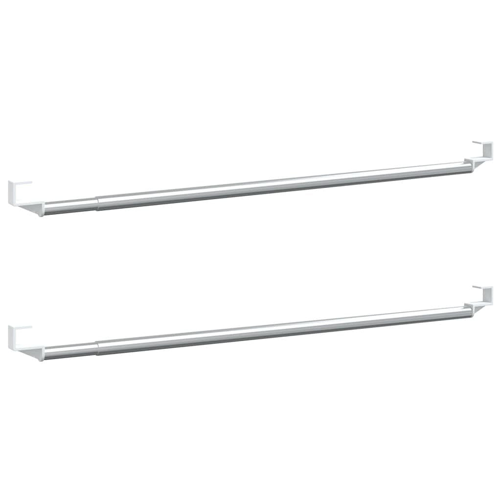 Gordijnrails 2 st 60-105 cm aluminium wit en zilverkleurig