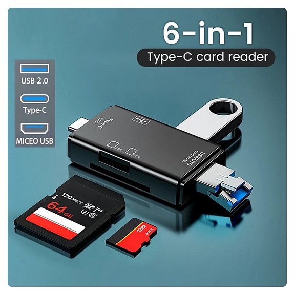 OTG- Sd Tf Card Reader - 480Mbps - High-Speed Transmissie Adapter - Usb Flash Drive Adapter - Typ...