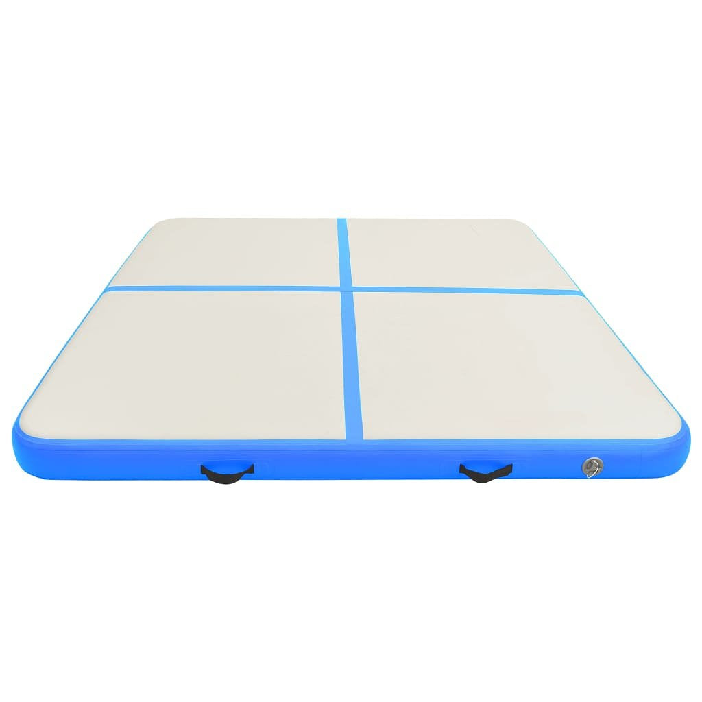 Gymnastiekmat met pomp opblaasbaar 200x200x20 cm PVC blauw