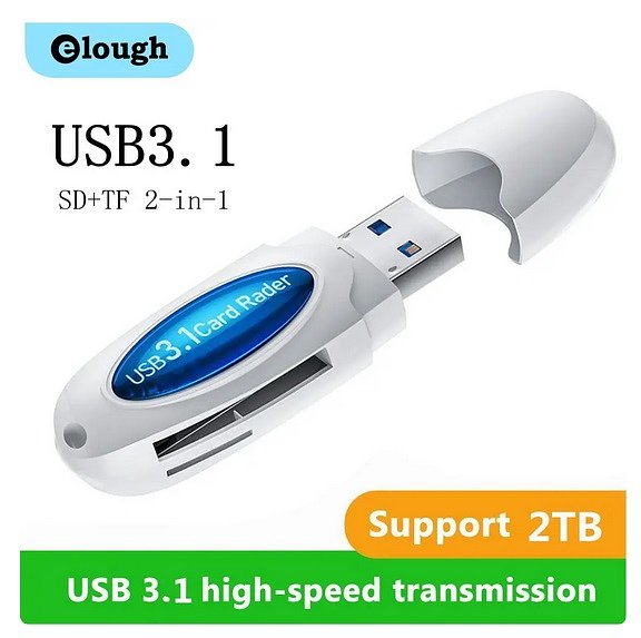 Elough- 3 In 1 - Usb3.1 - Kaartlezer Adapter - High Speed - Smart Memory Multi-Card Writer - Micr...
