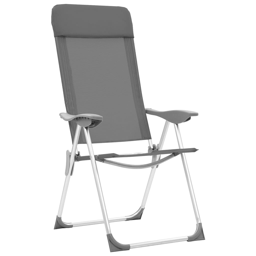 Campingstoelen 4 st inklapbaar aluminium grijs