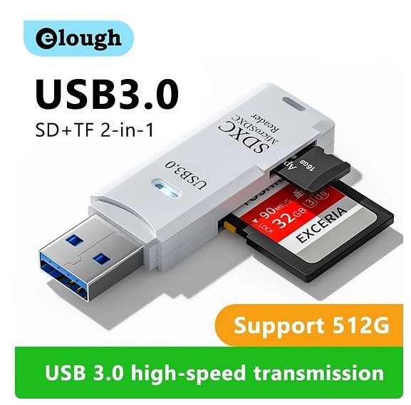 2 In 1 Kaartlezer 512GB - Usb 3.0 - Micro Sd Tf Kaart Geheugenlezer - Hoge Snelheid - Multi-Card...