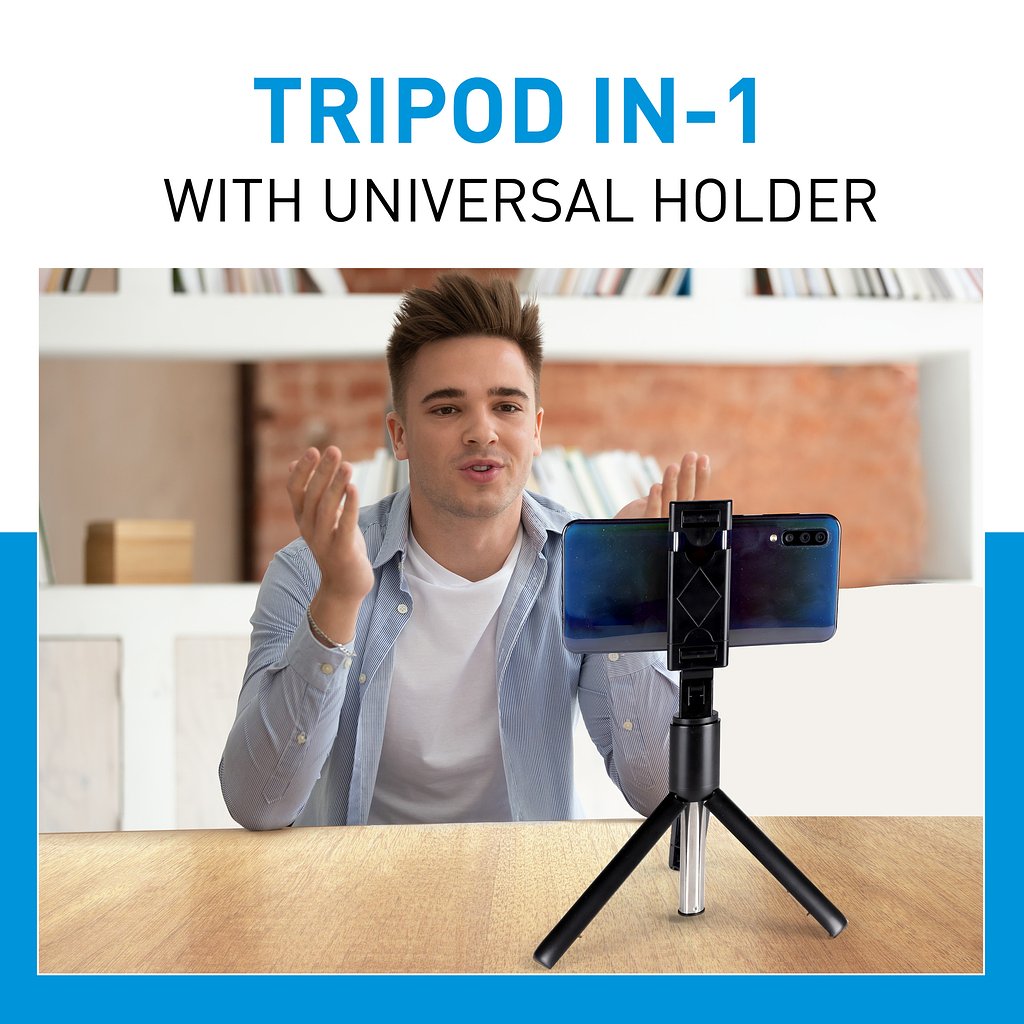 Selfie stick BT & tripod - Selfiestick met Bluetooth en statief