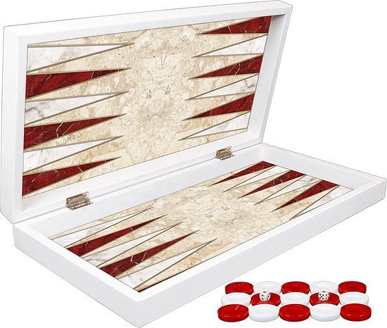 Backgammon rood/wit - Maat L 38cm