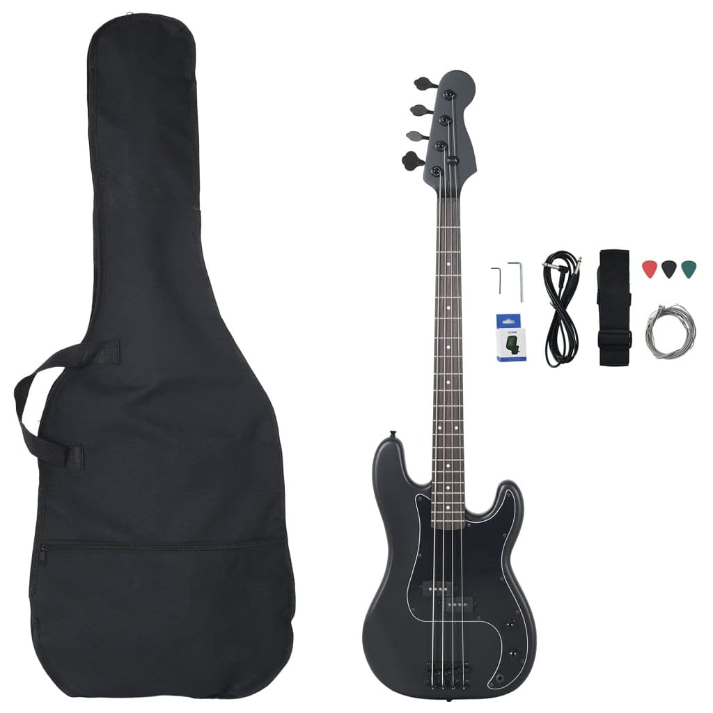 Basgitaar voor beginners elektrisch met tas 4/4 46&#34; zwart