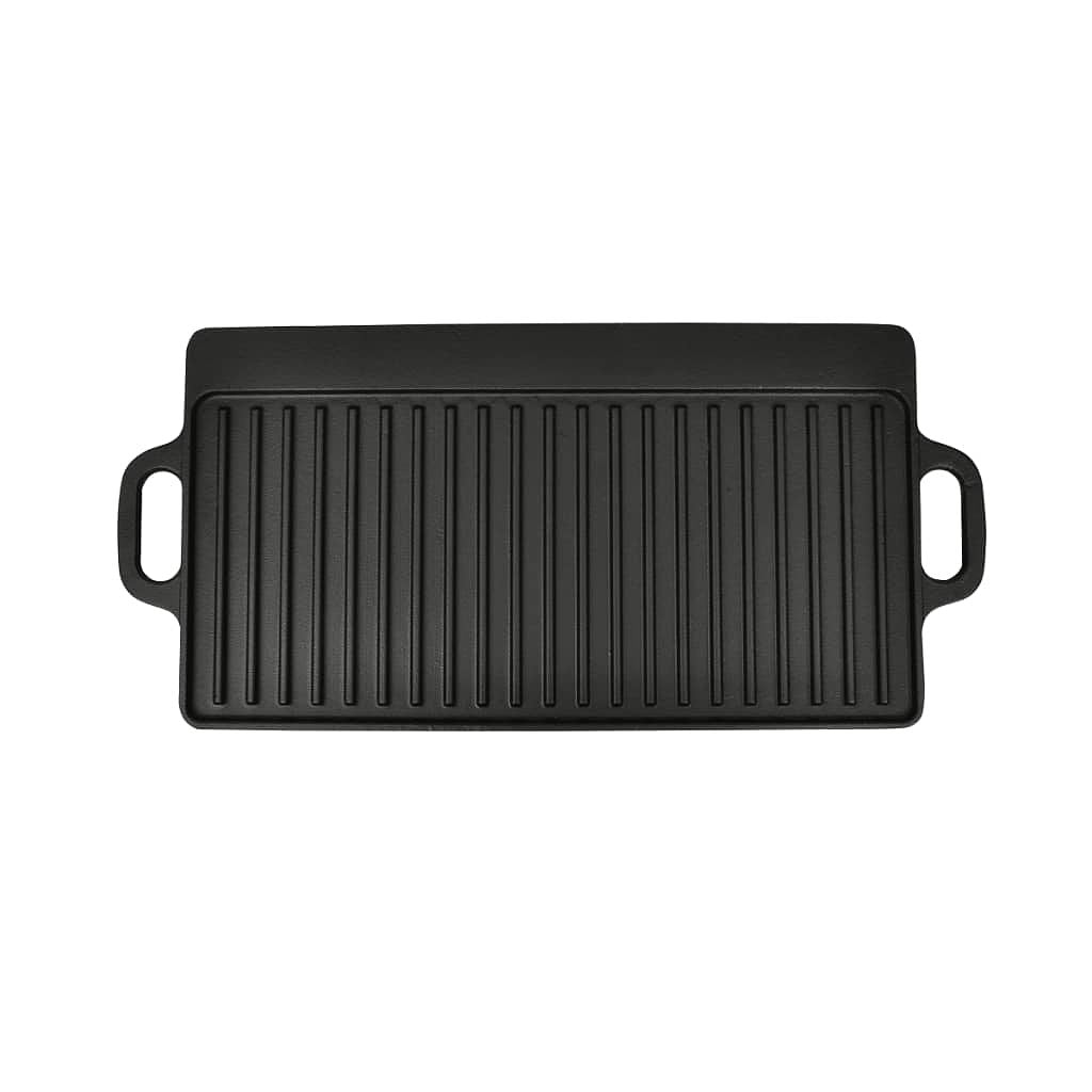 Grillplaat gietijzer dubbelzijdig 38x23 cm 2 st